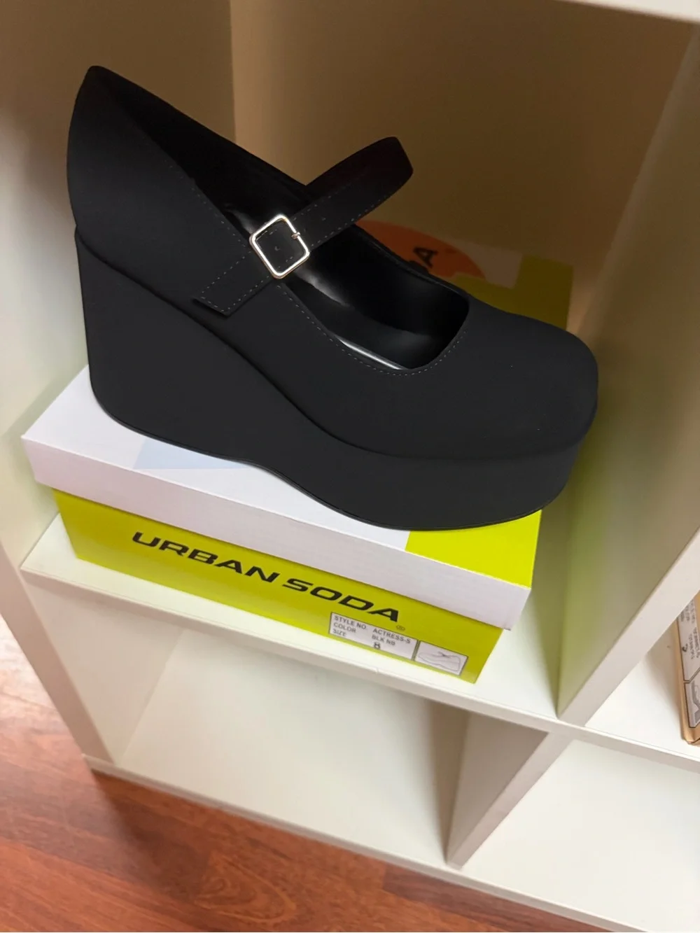 Platform Mary Jane Wedge Pump - Black